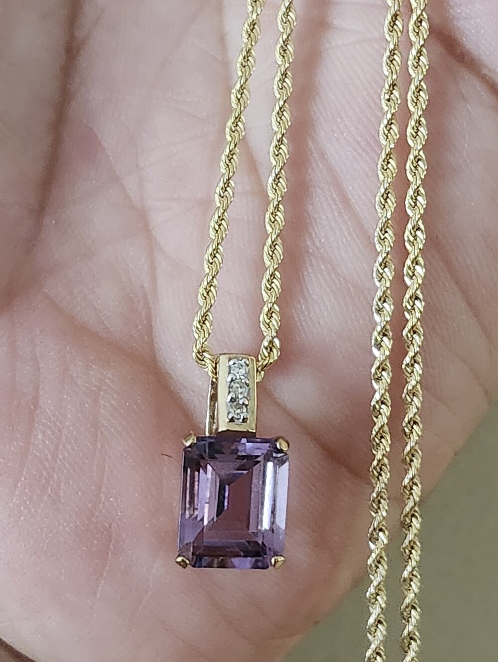 10kt Gold Rope Chain Necklace + 14kt Pendant  Classic Women's Jewelry 24 Length